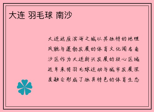 大连 羽毛球 南沙